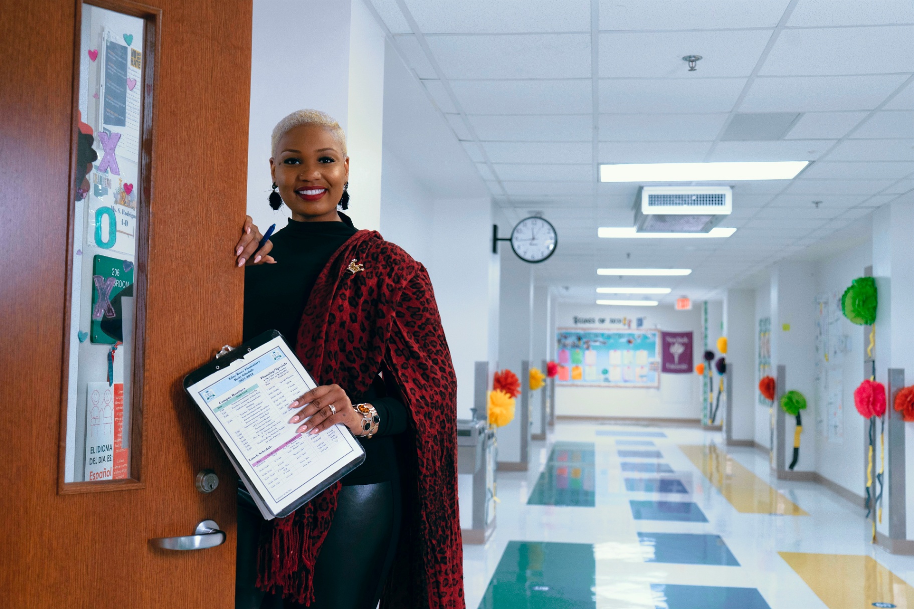 Taji Wright-Fitzhugh in a school hallway